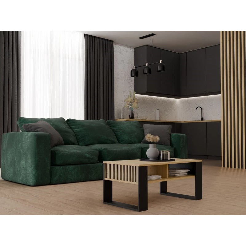 Kafijas galdiņš top e shop STOLIK KAWOWY ŁAWA MODERN 2P plāns Dąb Artisan ar melnām līstēm