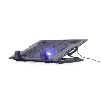 Laptop cooling pad Gembird NBS-1F17T-01, for up to 17 inch, 1×15 cm fan, USB 2.0, 370×265×33 mm, 350 mA, Melns