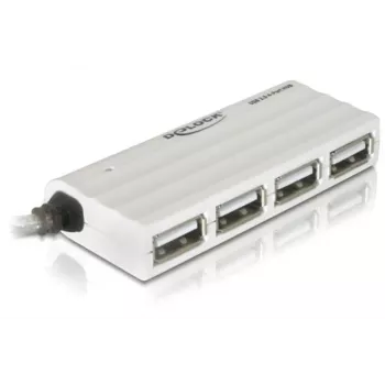 DeLOCK USB centrmezgls 87445 4 pieslēgvietu ārējais 480 Mbit/s Balts