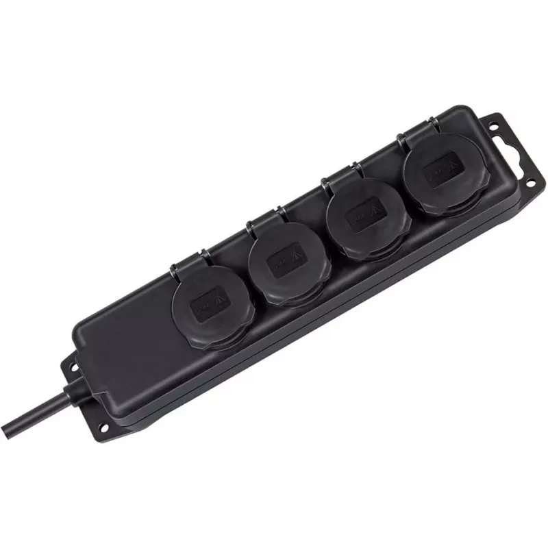 Brennenstuhl pagarinātāja kontaktligzda IP44 4-vietīga melna 2,0m H07RN-F 3G1,5 - Pagarinātājs - maiņstrāva 230 V - izejas pieslēgvietas: 4 - 2 m (1159960)