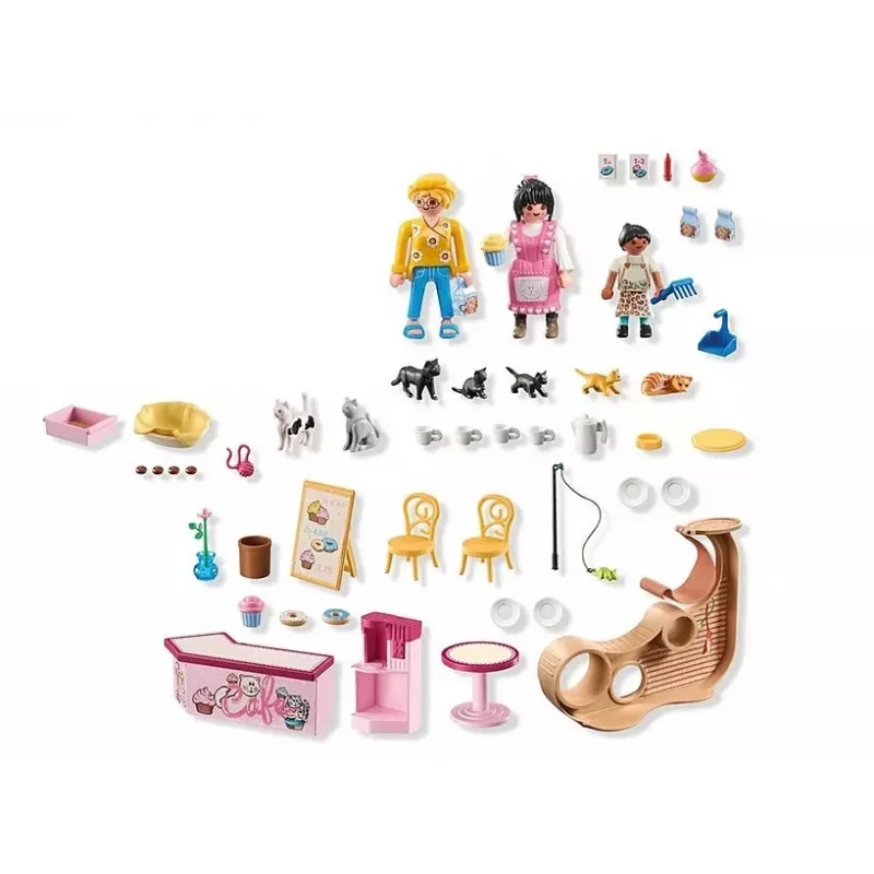PLAYMOBIL My Life 71744 Kaķu kafejnīca ar figūriņām, rotaļu komplekts bērniem