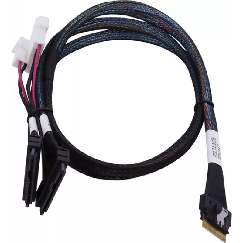 SAS kabelis ADAPTEC Microchip Technology 2305500-R SlimSAS ×8 uz 2×2SFF-8639 U.2, 0.8 m, melns
