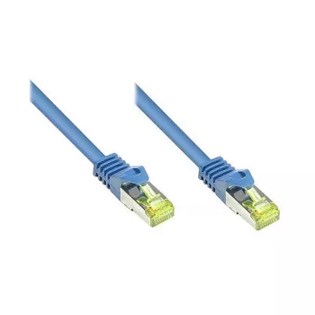 RJ45 komutācijas kabelis ar Cat.7 neapstrādātu kabeli un fiksatora aizsardzību (RNS®), S/FTP, PiMF, bez halogēna, 600MHz, OFC, zils, 30m, Good Connections® (8070R-300B)