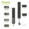 Aizsargāta pret pārspriegumu strāvas sadalītājs EVER CLASSIC 5x E tipa rozetes, 250 V, 1,5 m kabelis, 175 J, ar slēdzi
