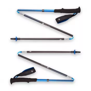 Pārgājiena nūja Melns Diamond Distance Carbon Z-Pole, oglekļa šķiedras kāts, salokāms Z-salocījums, 296 g, 44–130 cm