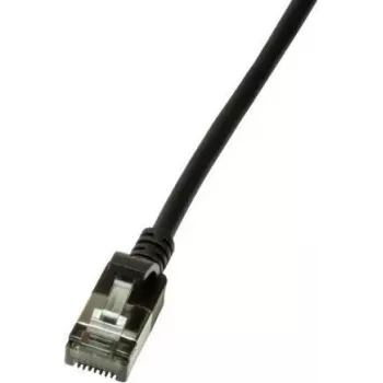 LogiLink CQ9033S RJ45 tīkla kabelis, savienojuma kabelis CAT 6a U/FTP 1,00 m melns, īpaši plāns, liesmu slāpējošs