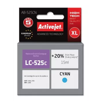 ActiveJet AB-525CN tintes kārtridžs, saderīgs ar Brother, ciāna, augsta ietilpība (XL), 15 ml