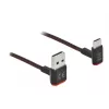 DeLOCK EASY-USB 2.0 kabelis, Type-A spraudnis uz Type-C vīrišķais leņķveida, 0,2 m, melns
