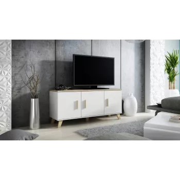 Cama sideboard LOTTA 150 3D Balts + sonoma oak