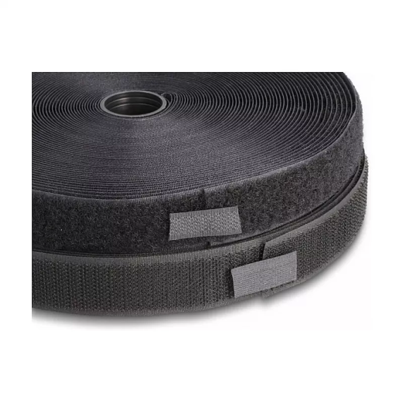 DeLOCK lieljaudas āķa un cilpas lente 25 m x 25 mm melna