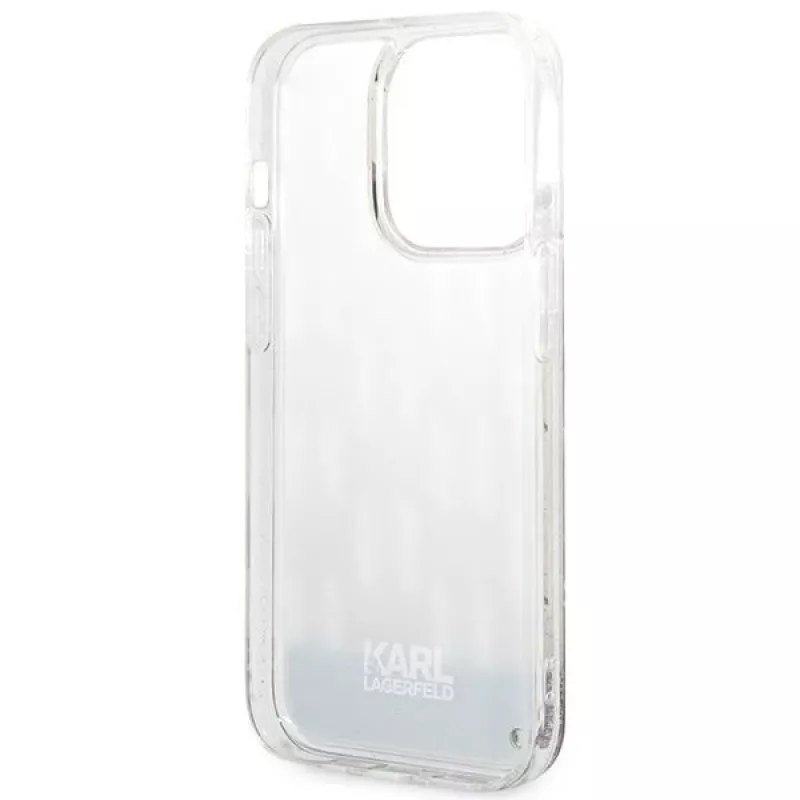 Karl Lagerfeld KLHCP14XLMNMS iPhone 14 Pro Max 6.7 cietais maciņš sudrabs / sudrabs Liquid Glitter Monogram