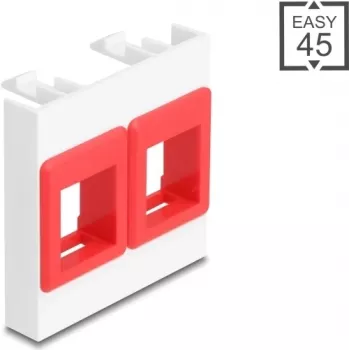 DELOCK Easy 45 modulis 2 Keystone stiprinājumiem 45x45 mm balts/sarkans