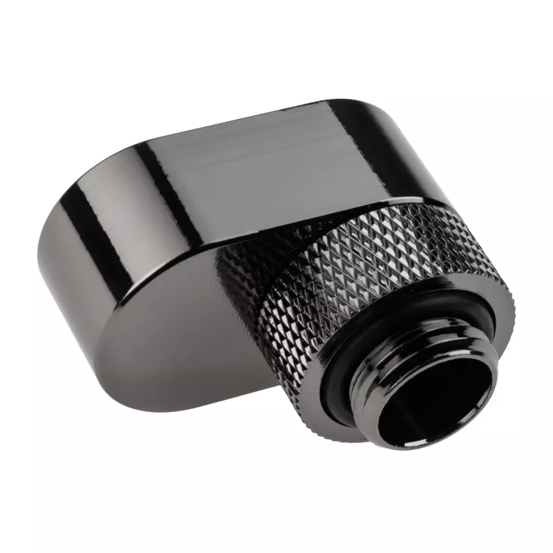 XSPC Rotary 14mm Offset G1/4 Fitting, Chrome Melns - leņķots rotējošs savienotājs ūdens dzesēšanai