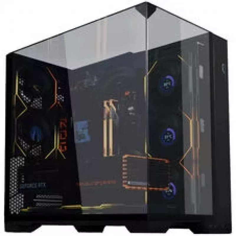Lian Li O11 Vision Compact PC korpusa komplekts + 3x UNI FAN SL-INF 120 Reverse Blade ventilaators - melns