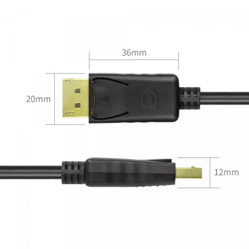 DisplayPort kabelis Unitek Y-C609BK — 3 m, vīriešu-vīriešu, melns