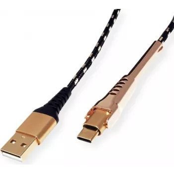 ROLINE 11.02.8920 USB kabelis 1 m USB 2.0 USB A USB C melns - zelta (11.02.8920)