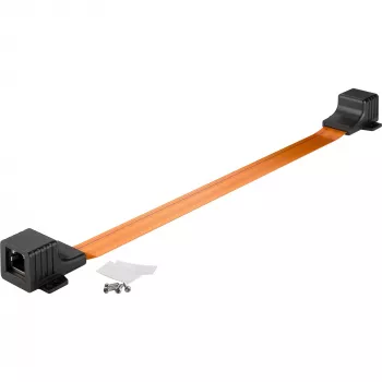 Window Feed-Through Ultra-plāns, RJ45, kabelis melns/vara, 30 cm