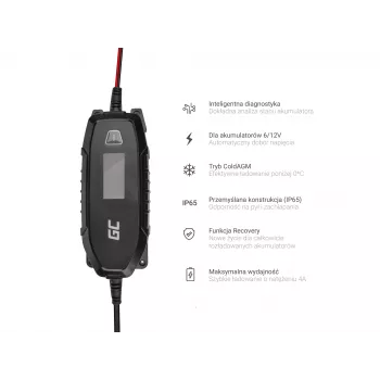 zaļa Cell lādētājs akumulatoriem 6V 12V 4A ar diagnostikas funkciju