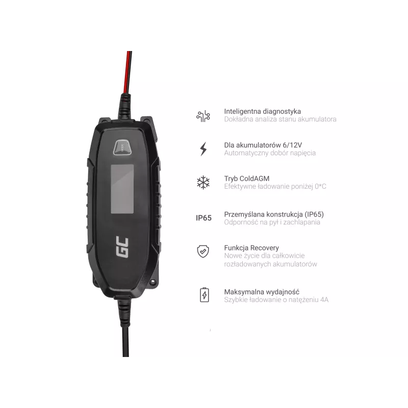 zaļa Cell lādētājs akumulatoriem 6V 12V 4A ar diagnostikas funkciju