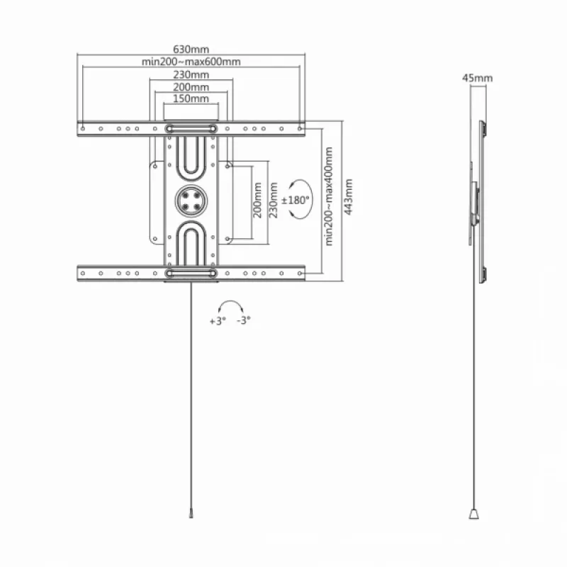 Sbox PLB-1246F Fiksēts plakanā ekrāna LED TV stiprinājums 37-70 50kg