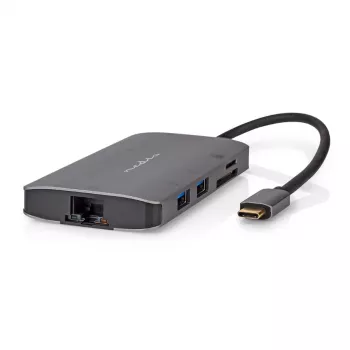 Nedis USB vairāku pieslēgvietu adapteris USB 3.2 Gen1 7-in-1 - USB-C™ spraudnis, HDMI™ izeja, microSD, RJ45 ligzda, SD, USB-C™ ligzda, 3x USB-A ligzda, 5 Gbps (CCBW64240AT02)