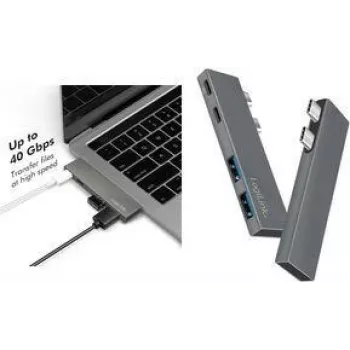 LogiLink UA0399 USB 3.2 Gen2x2 Hub 4-port, PD, for MacBook and iPad, Silver (UA0399)