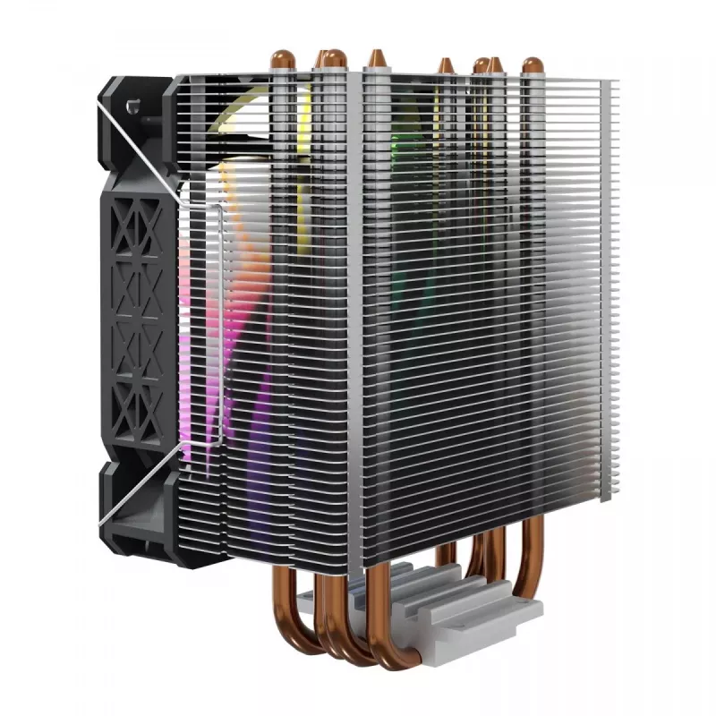 CPU dzesētājs SAVIO SAVGCOVORTEXX2ARGB ar 4 siltuma caurulēm, 120 mm ARGB ventilatoru, melns