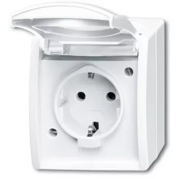 Kontaktligzda Busch-Jaeger 2083-0-0834 CEE 7/3 2P+E 250V 16A IP44 Balta
