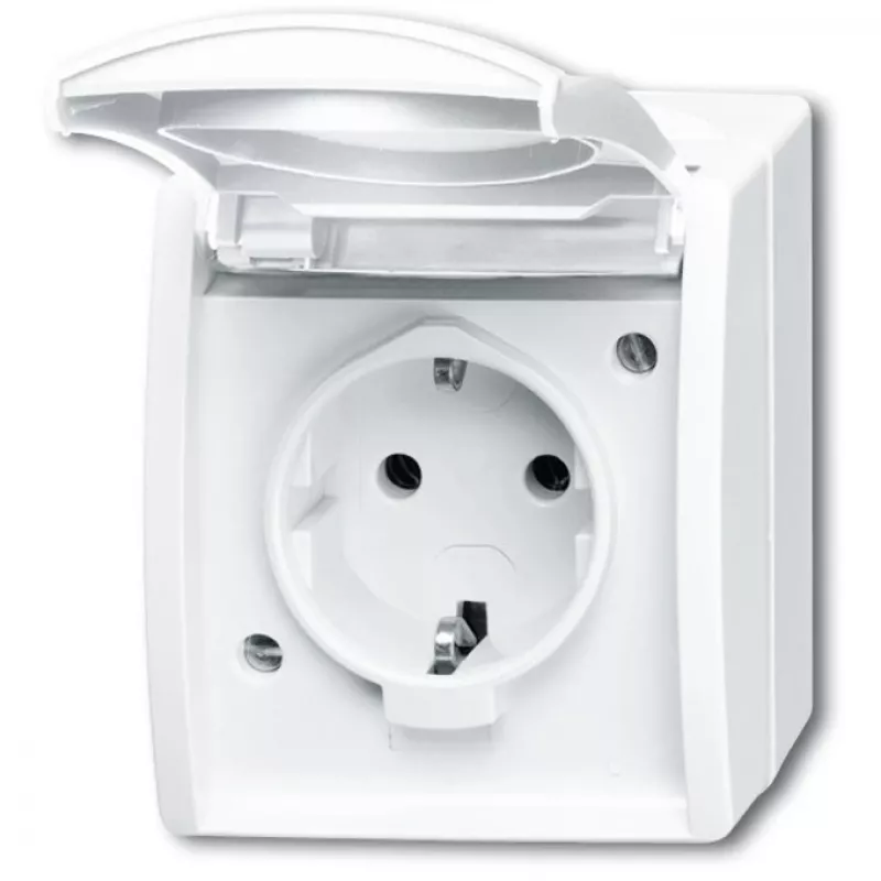 Kontaktligzda Busch-Jaeger 2083-0-0834 CEE 7/3 2P+E 250V 16A IP44 Balta