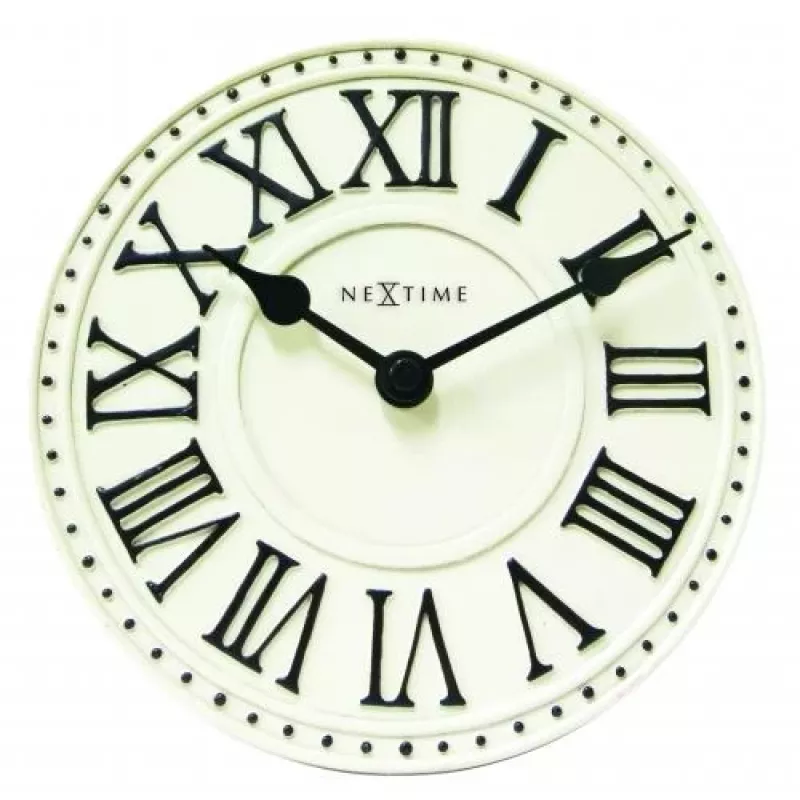 NeXtime klok 5187wi London Table, Ø16 cm, Wall, Balts/ Melns+B32
