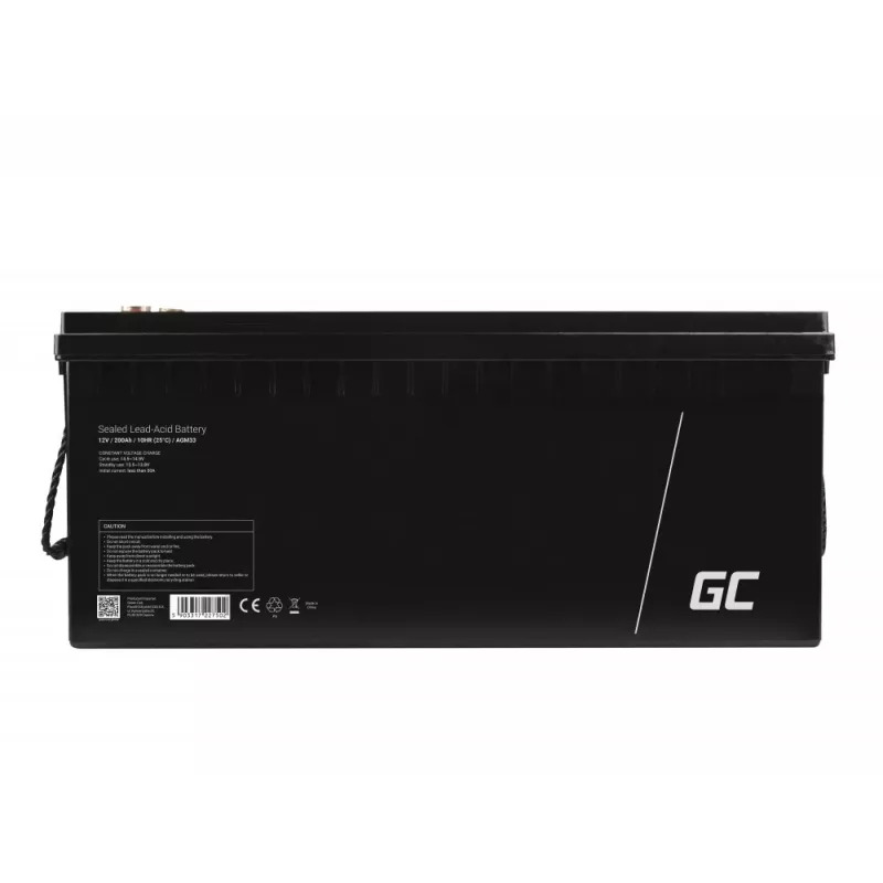 Transportlīdzekļa baterija zaļa Cell AGM33 VRLA AGM 200 Ah 12 V, bez apkopes, 58 kg
