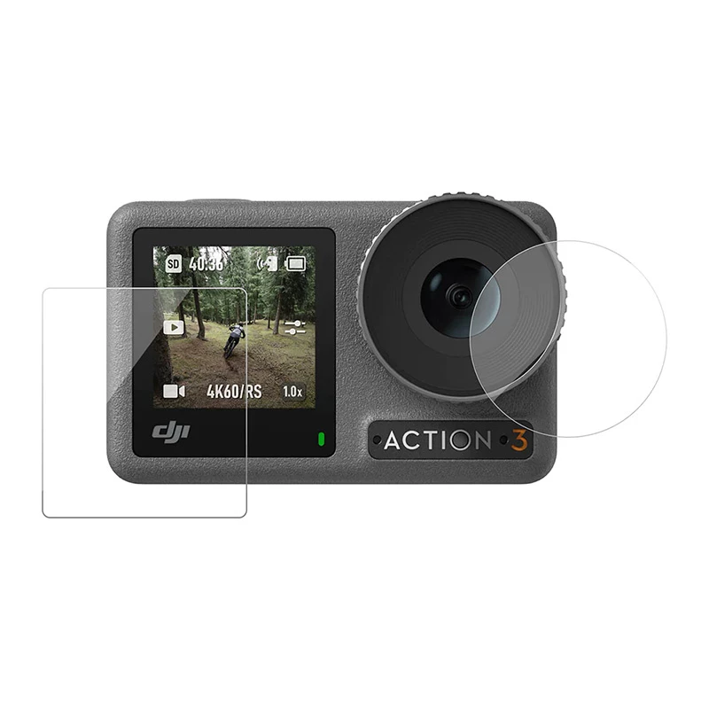 Rūdītā stikla ekrāna aizsargs DJI Osmo Action 5/4/3 no Telesin — izturīgs pret skrāpējumiem, augsta caurspīdība