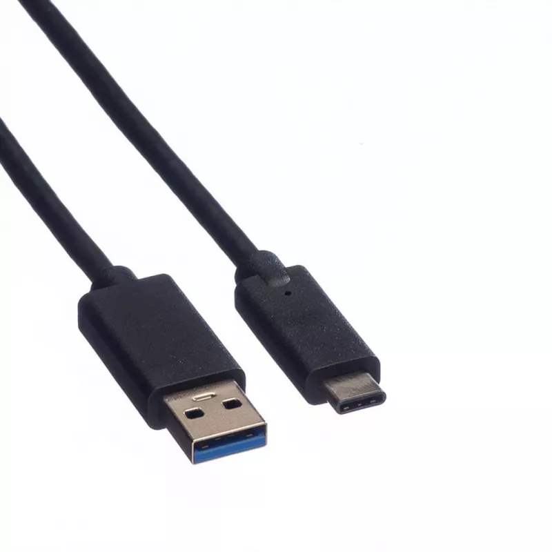 ROLINE - USB kabelis - USB Type C (vīr.) - 9 kontaktu USB Type A (vīr.) - 50 cm (USB 3.1) - formēts - Melns (11.02.9010)