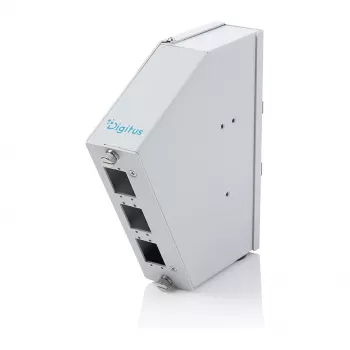 DIN sliedes optiskās šķiedras savienojuma sadalītājs DIGITUS DN-96893 — leņķveida, 6 SC DX / LC Quad, alumīnijs, pelēks