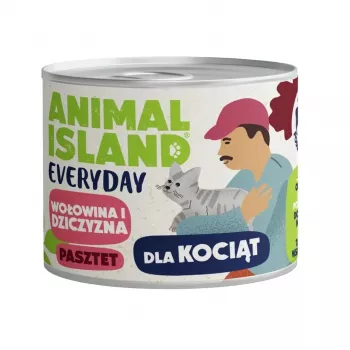 ANIMAL ISLAND Everyday liellopu gaļa un medījums kaķēniem - mitrā kaķu barība - 185g