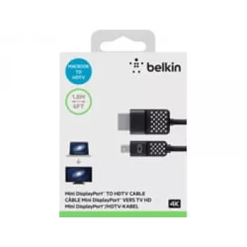 Mini DisplayPort uz HDTV kabelis, 1,8 m, Mini DisplayPort, HDMI, vīriešu, vīriešu, melns