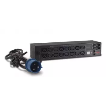 Strāvas sadales iekārta APC AP7922B — 16 C13 kontaktligzdas, mērīta un pārslēdzama PDU, 2U, 200–230 V, 32 A, 3,05 m kabelis, melna