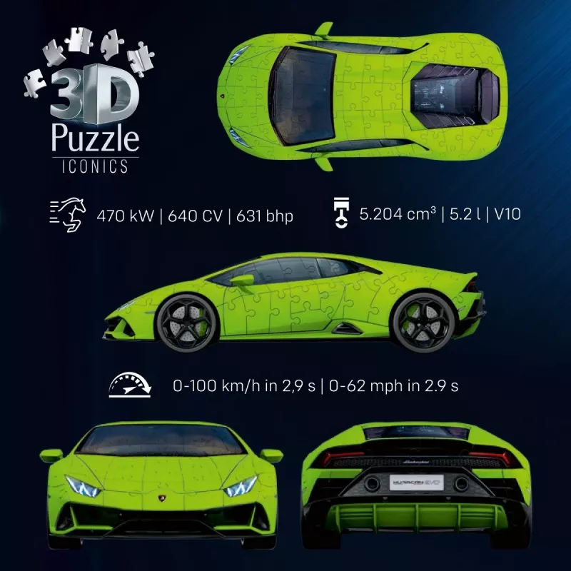 3D puzle 158 gabali Lamborghini Huracan EVO zaļš