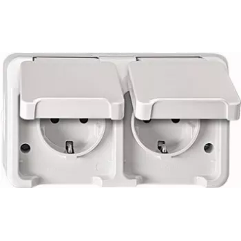MERTEN SCHUKO-Doppel-Steckdose mit BRS polarweiss AQUASTAR MEG2320-8019 MEG2320-8019 (MEG2320-8019)