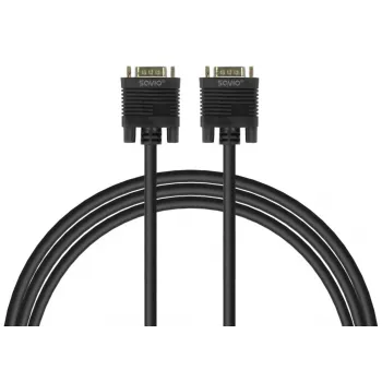 VGA kabelis SAVIO Cl-202 1,8 m — VGA (D-Sub) uz VGA (D-Sub), melns