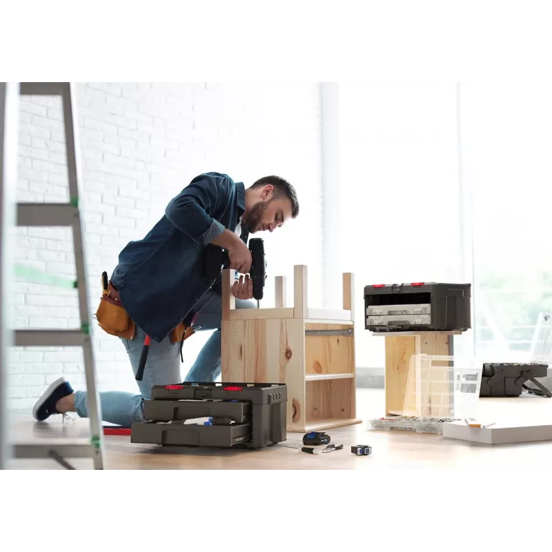 Instrumentu kaste KETER Stack'N'Roll (17210832/253384) 2 atvilktnes Melna