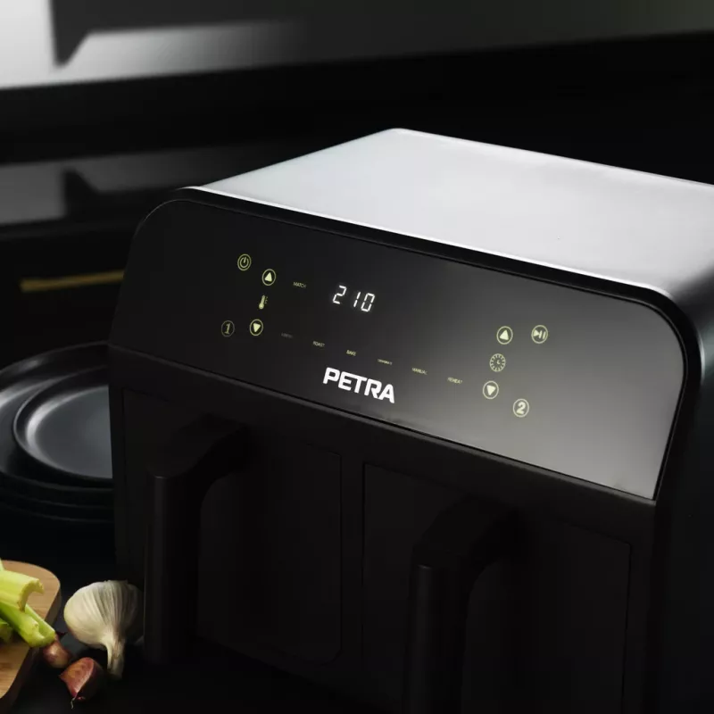 Gaisa fritieris Petra PT4750BLKVDEEU7, divu nodalījumu, 3,7 l tilpums, melns