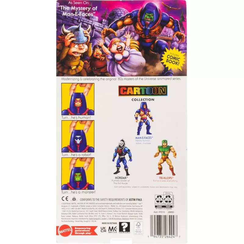 MATTEL M.O.T.U. Origins Man-E-Faces JBM80 darbības figūra | Kolekcionējams, pozējams tēls