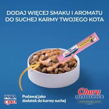 Kaķu barības piedeva INABA Churu Meal Topper tuncis ar lasi, 4 x 14 g paciņas