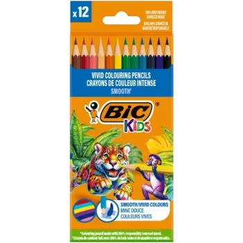 BIC krāsainie zīmuļi Kids Smooth 12 krāsu komplekts