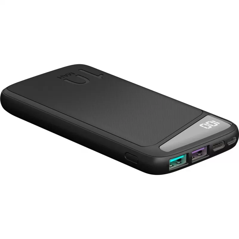 Ātrās uzlādes jaudas banka 10 000 mAh (melna, USB-C PD, QC 3.0, 10 000 mAh)