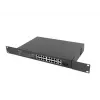 Nepārvaldāms slēdzis LANBERG RSFE-16P-2C-150 — 18 portu Gigabit, 16 PoE+/2 SFP, 150 W kopā, 1U statīvs, metāls, melns