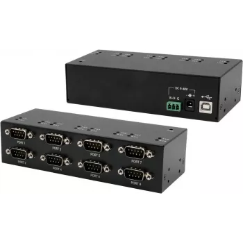 Seriālais uz USB adapteris, Exsys EX-13078 — USB 2.0 uz 8× RS-232 portiem, FTDI mikroshēmojums, metāla korpuss