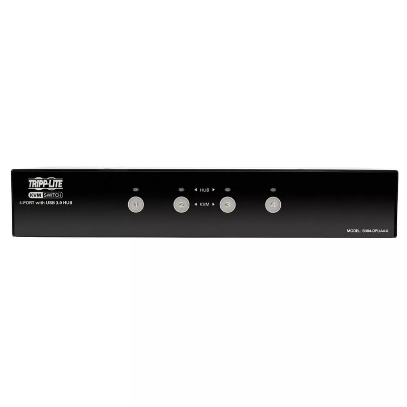 EATON TRIPPLITE 4 portu DisplayPort KVM slēdzis ar audio kabeļiem un USB 3.0 SuperSpeed centrmezglu (B004-DPUA4-K)
