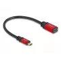 USB adapteris DeLOCK 60172 USB Type-C vīrišķais uz USB Type-A sievišķo 10 Gbps 15 cm sarkans metāls